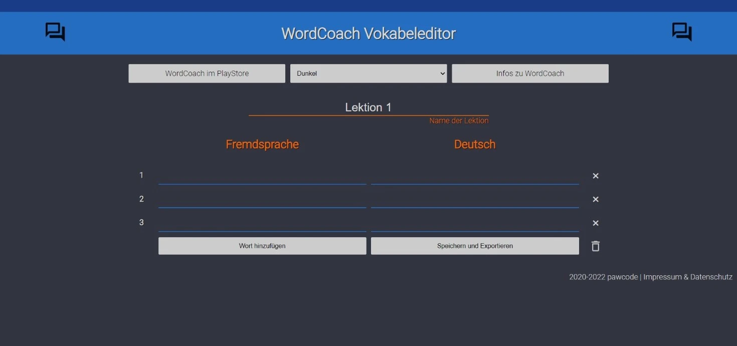 Neue WebApp
